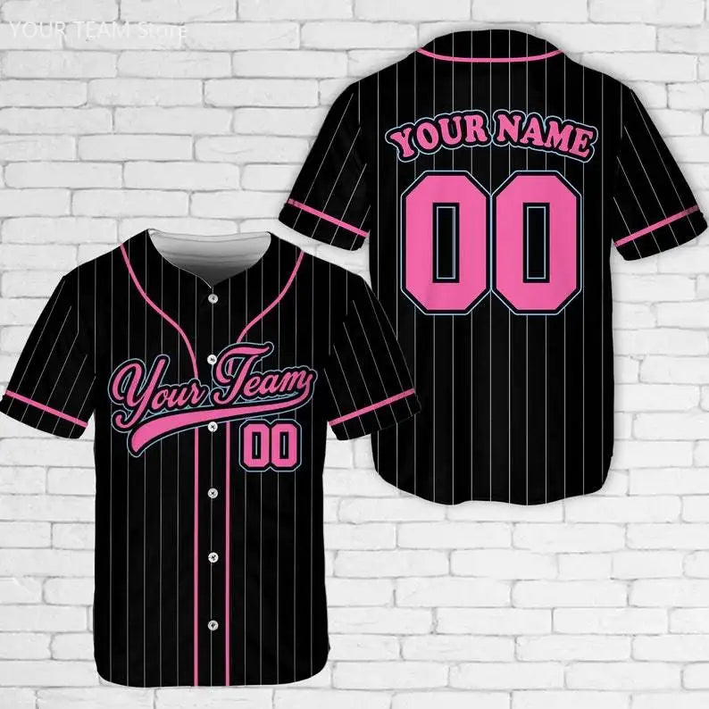 Custom Team Name Number Pinstripe Baseball Jersey  Stripe Color Uniform for Baseball Fans Jersey Design Sports Apparel