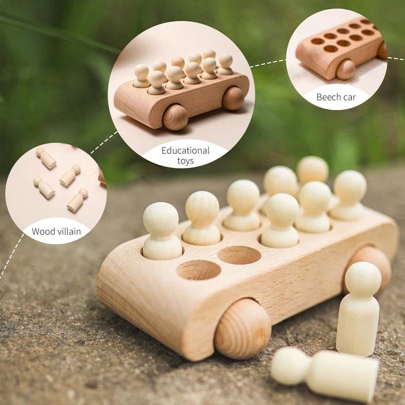 Wooden Train Birthday Toy Montessori Toys Baby Educational Toys Wooden Trolley Baby Learning Toys Number Of Wood Baby's Toys - AIAZ