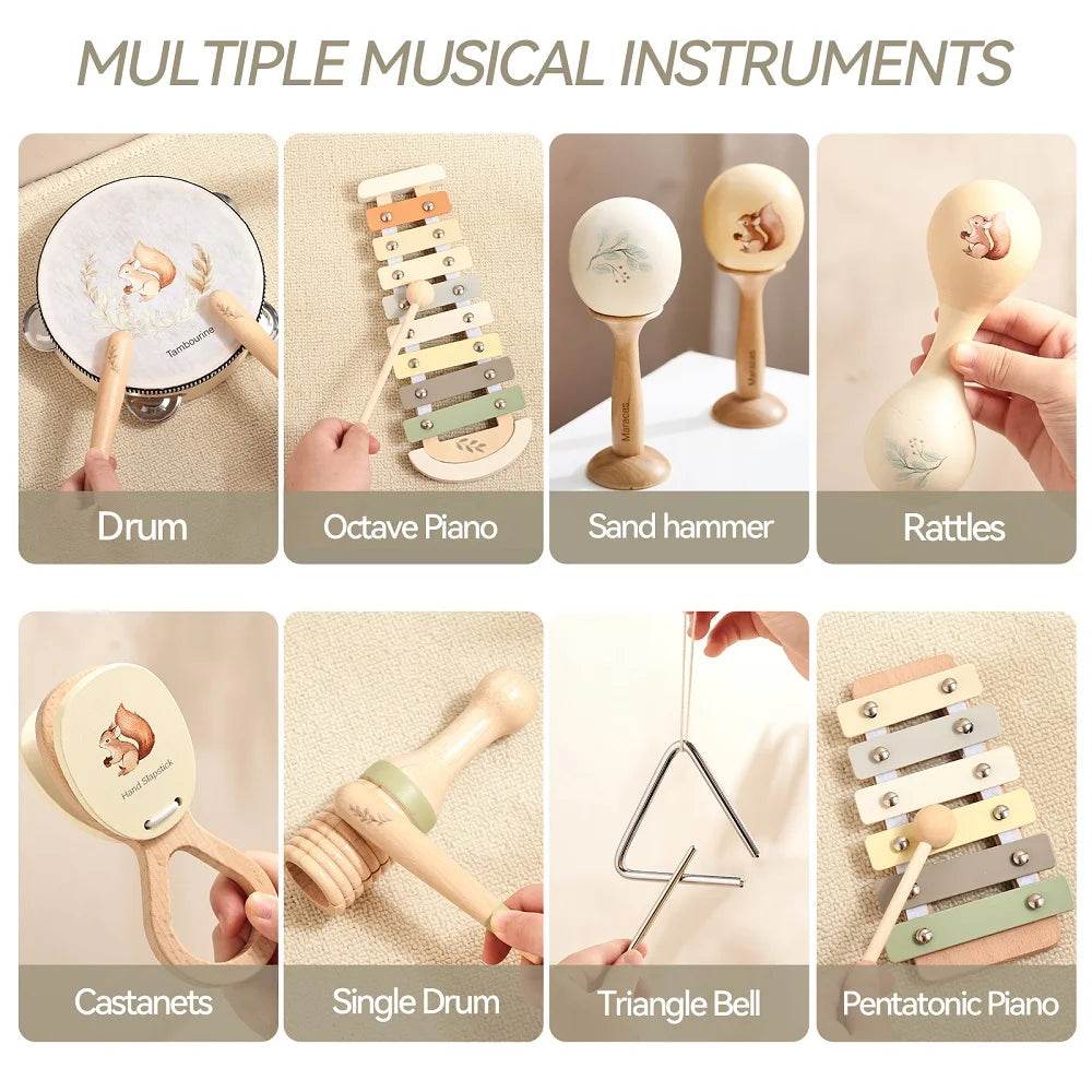 Musical Montessori Toys Baby Toys Rattle Bell Drum Xylophone Percussion for 0 3 Year Kids Early Educational Instruments Toys - AIAZ