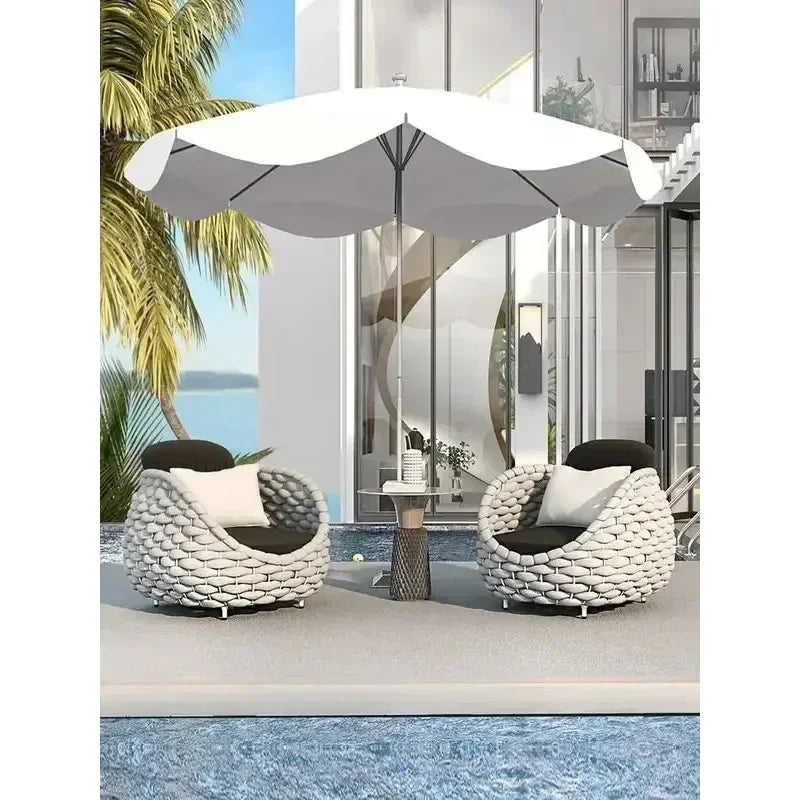 Outdoor Rattan Sofa Courtyard Combination Double Chair Leisure Terrace Villa Living Room Balcony Outdoor Seat Furniture Home