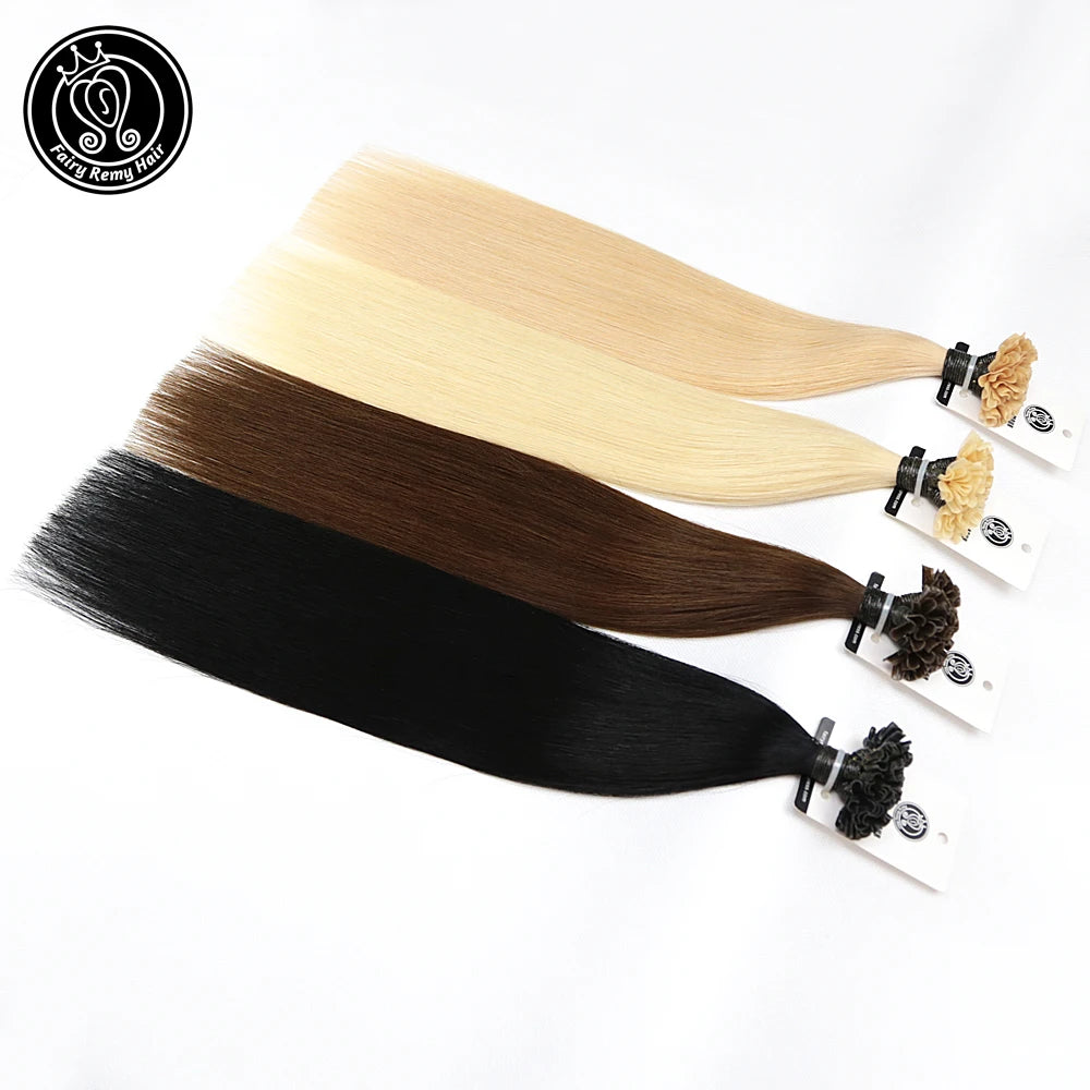 Fusion Keratin Bond Human Hair Extensions Capsule U Nail Tip Real Remy Pre Bonded Hair Platinum Blonde 16" 18" 20" 22" 0.8g/Pc