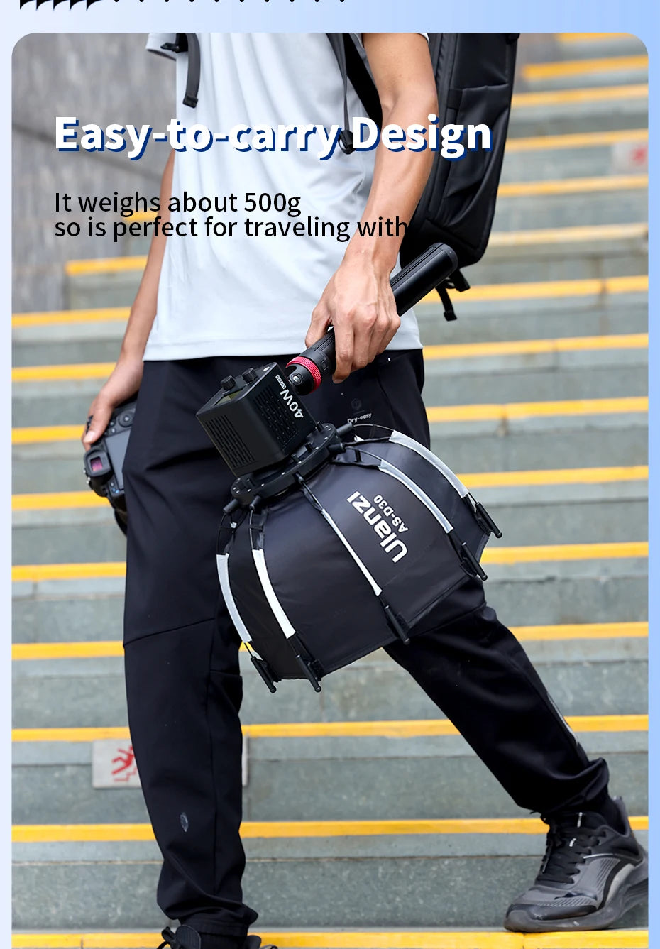 Ulanzi AS-D30 30cm Octagonal Softbox Quick Pack Light Box with Mini Bowens Mount for 40W COB Video Light