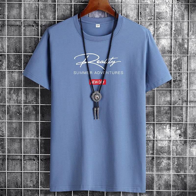 Mens T Shirts 2025 Male Summer Cotton Short Sleeve Fashion Bottoming Tops Round Neck White Tee Oversized T-shirt Men Clothing - AIAZ