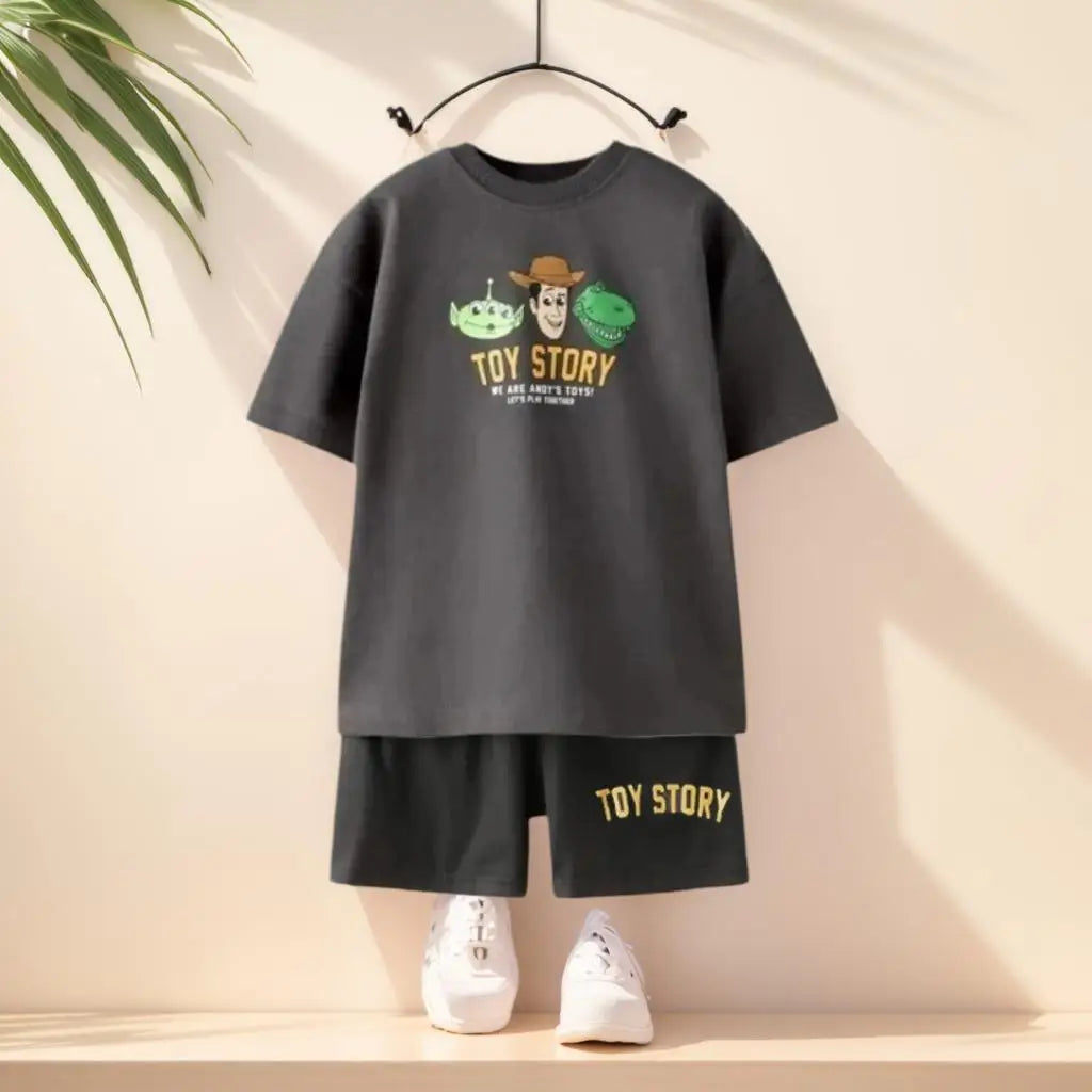 2pcs Summer Child Costume Toy Story Tshirt+shorts Set Casual Sports Clothes Trendy Short Sleeve Outfits Outer Wear For Kids Boy