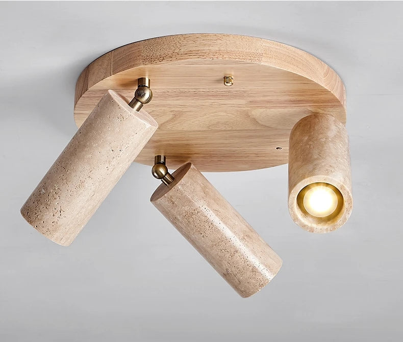 Stone Ceiling Lamp Spot light Angle Adjustable Rectangle Wood Base
