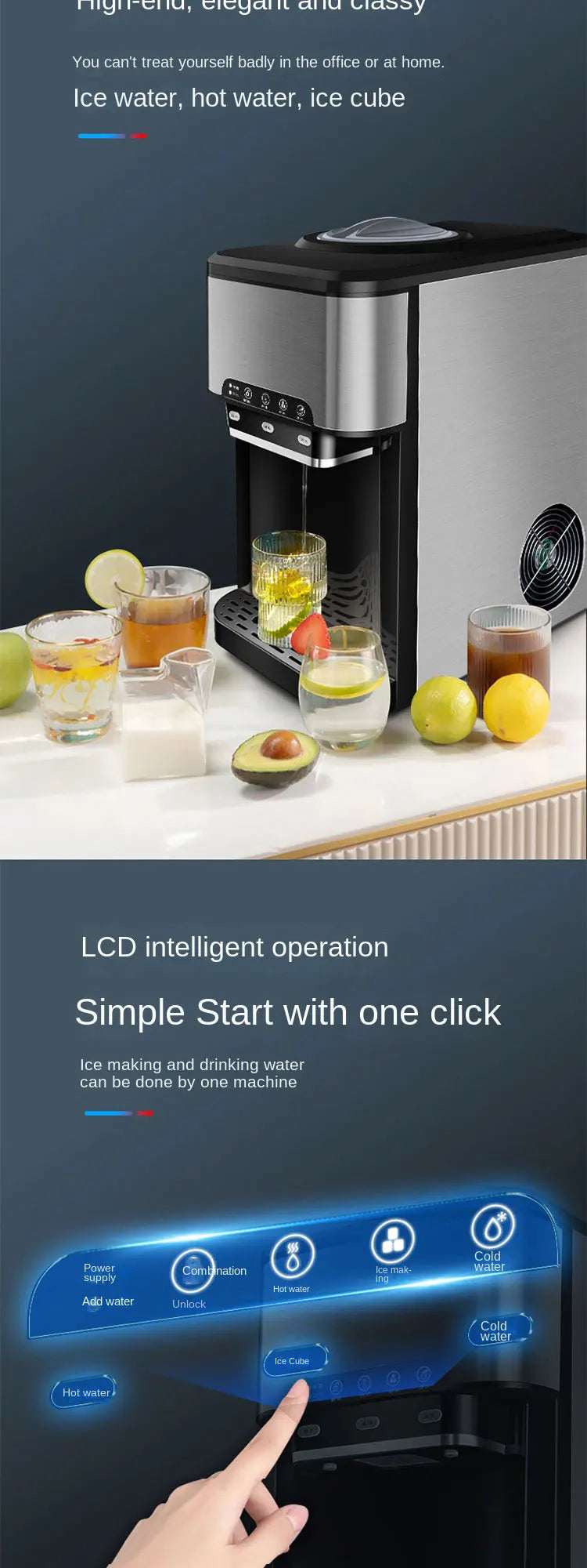 Drinking water ice Maker, 48lbs Daily Ice Cube Makers,Stainless Steel Ice Makers Countertop,Tabletop Ice Maker Machine