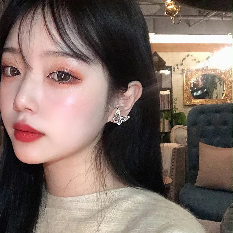 New High-end Atmosphere Decoration Shine Fashion Women Temperament Personality Exaggerated Earring Wedding Jewelry Birthday Gift