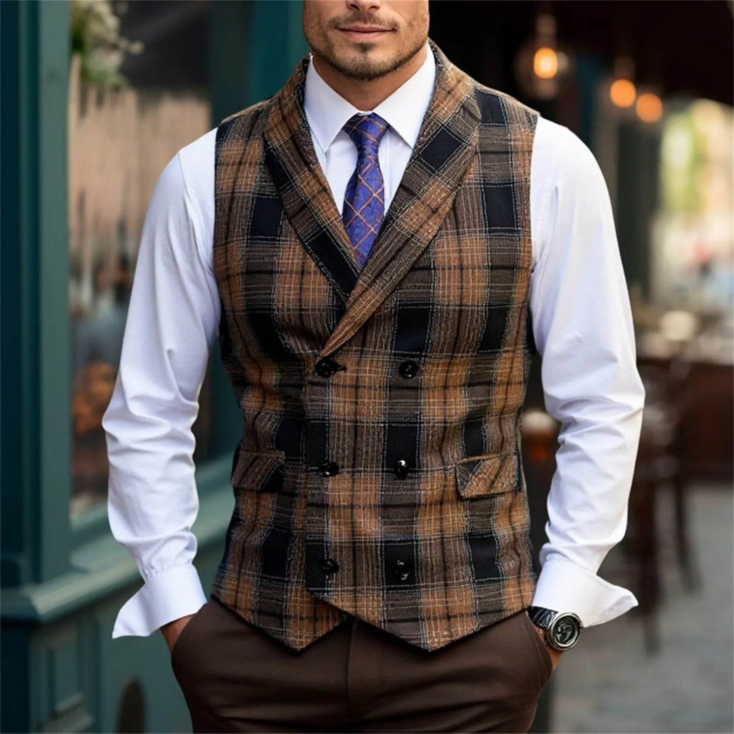 2025 Men's Spring Casual Single Button Suit Vest V Neck New Style British Men's Suit Vest Waistcoat Formal Business Suit Vest - AIAZ