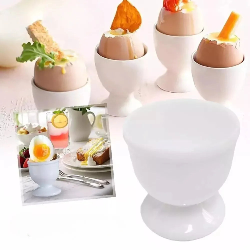 White Egg Cup Holder Plastic Boiled Egg Cups Stand Rack Creative Eggs Holder Small Beer Wine Cup Breakfast Cooking Tool