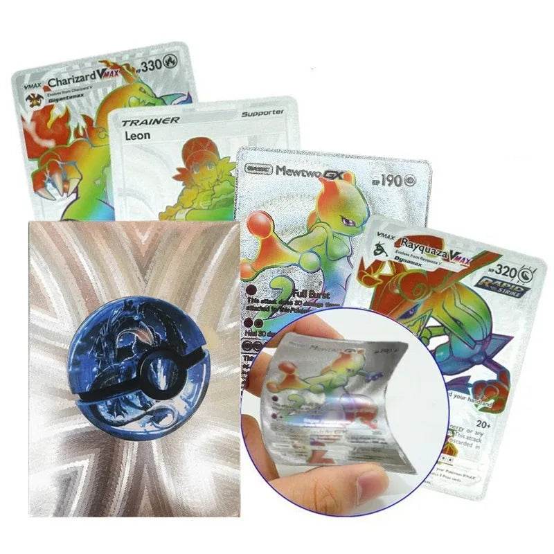 Pokemon Cards Vmax GX Gold Foil Flash Card English Spanish Colorful Pikachu Charizard French German Game Battle Collection Cards - AIAZ