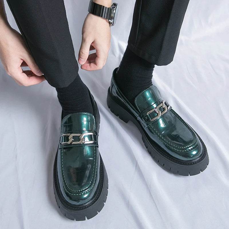 Platform New Men's Dress Leather Shoes High Classic Comfortable Pointed Toe Lace-up Business Shoes Fashion Casual Wedding Party - AIAZ
