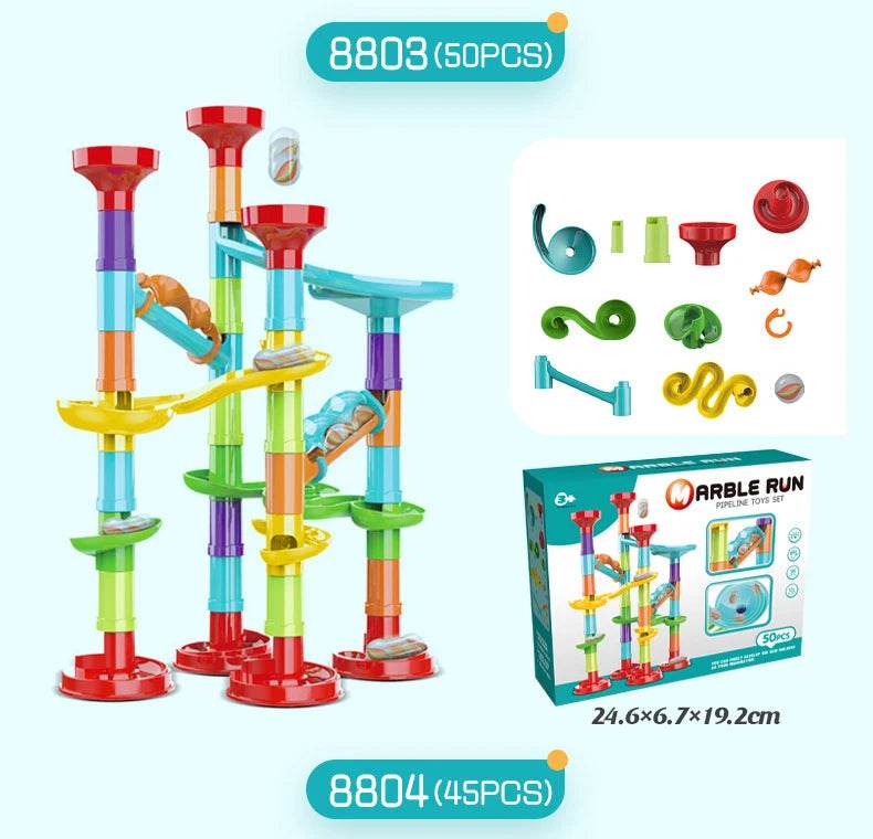 Marbles Run Catapult Track Building Blocks Slide Beads Educational Toys Children Gift Race Balls Toy Marble Track Race Set - AIAZ