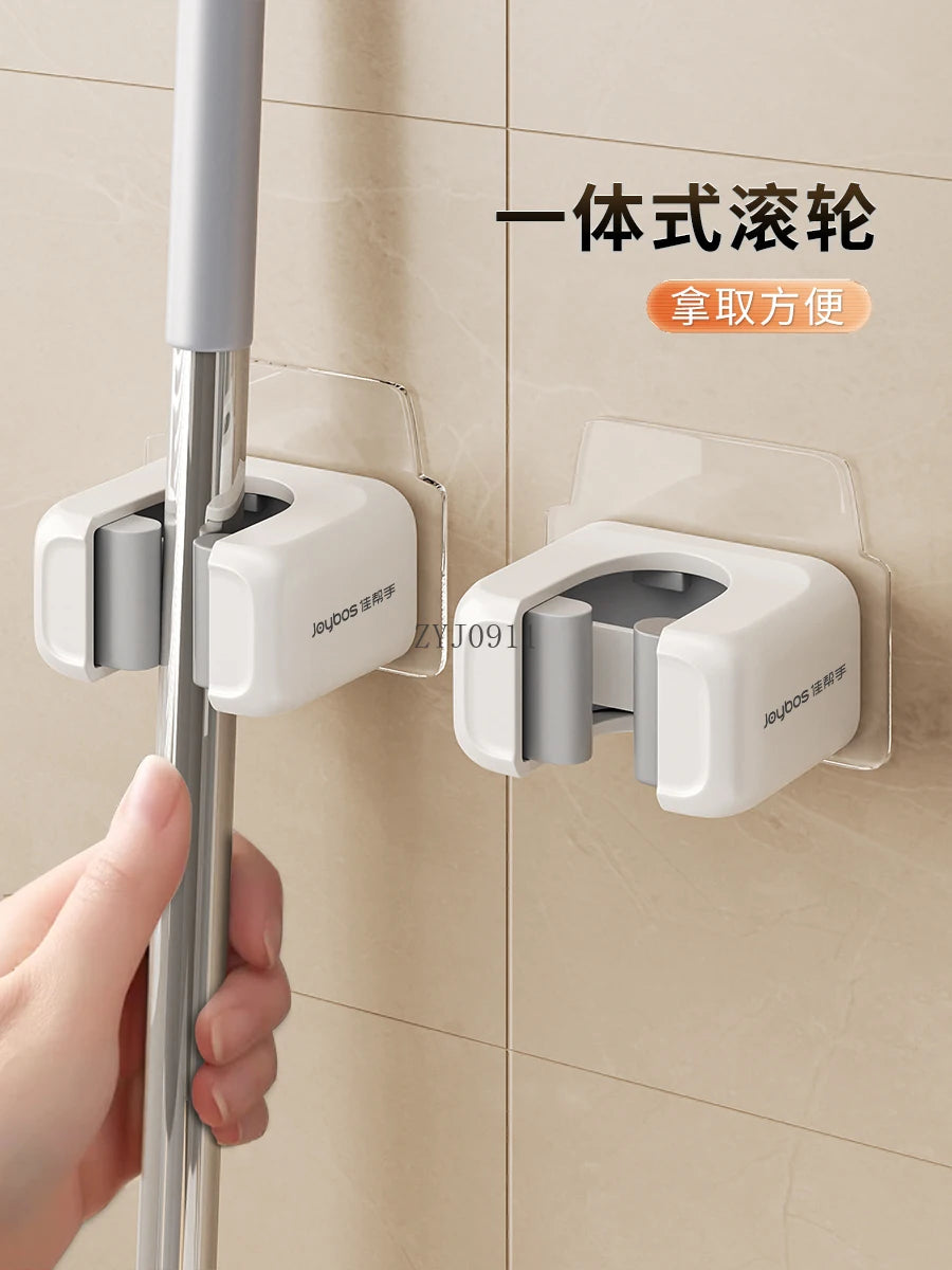 Mop wall hanging clip, no punching hook, bathroom, bathroom wall storage rack