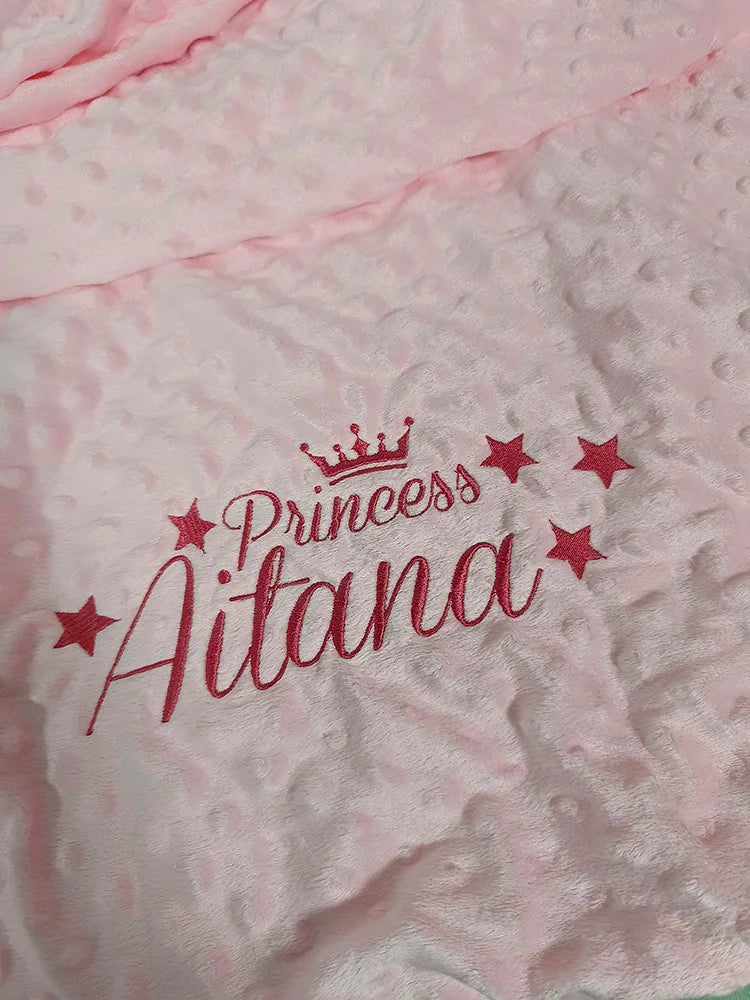 Personalized Bubble Minky Fleece Baby Blanket with Name DIY Custom Toddler Crib Stroller Blanket For Newborn Baby Birthday Gift