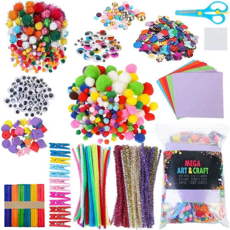 Arts and Crafts Supplies for Kids DIY Crafting School Kindergarten Homeschool Supplies Arts Set Toys for Children - AIAZ