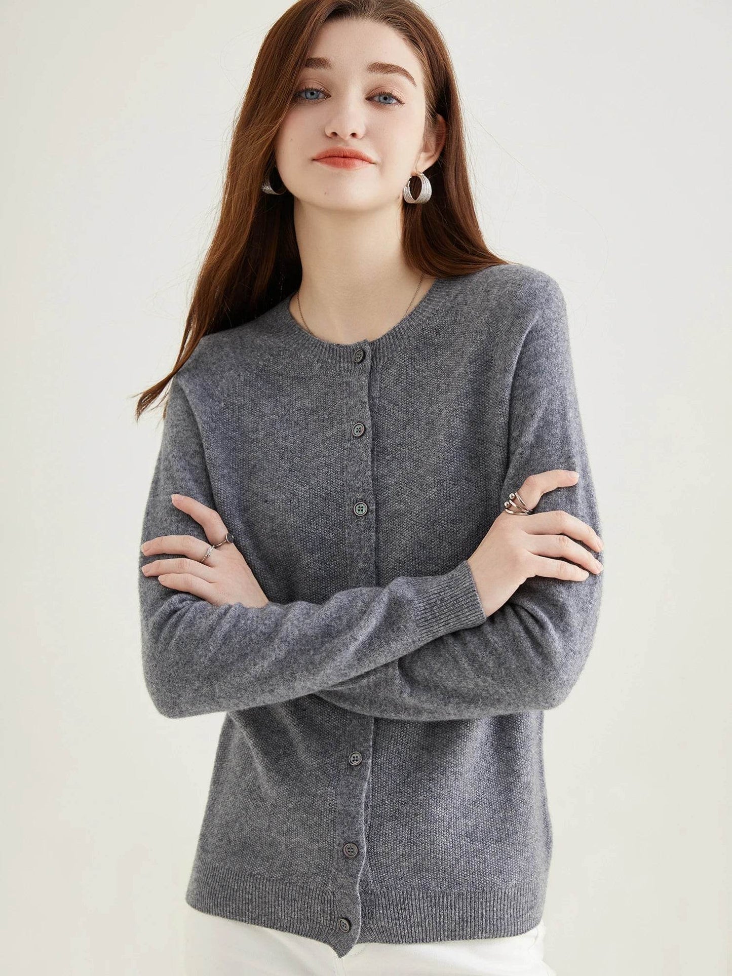 Knit Cardigan for Women Sweater Woman Long Sleeve Top 100% Wool Cardigans Sweaters Vintage Coat Knitwears Jacket Female Clothing - AIAZ