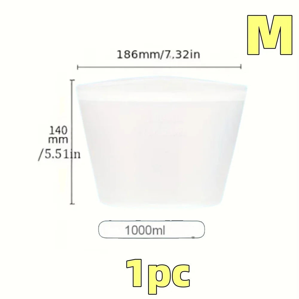 1/3pcs Silicone Food Containers Reusable Storage Bags Leakproof Ziplock Bag Set for Fridge Freezer Fresh-Keeping Kitchen Organiz