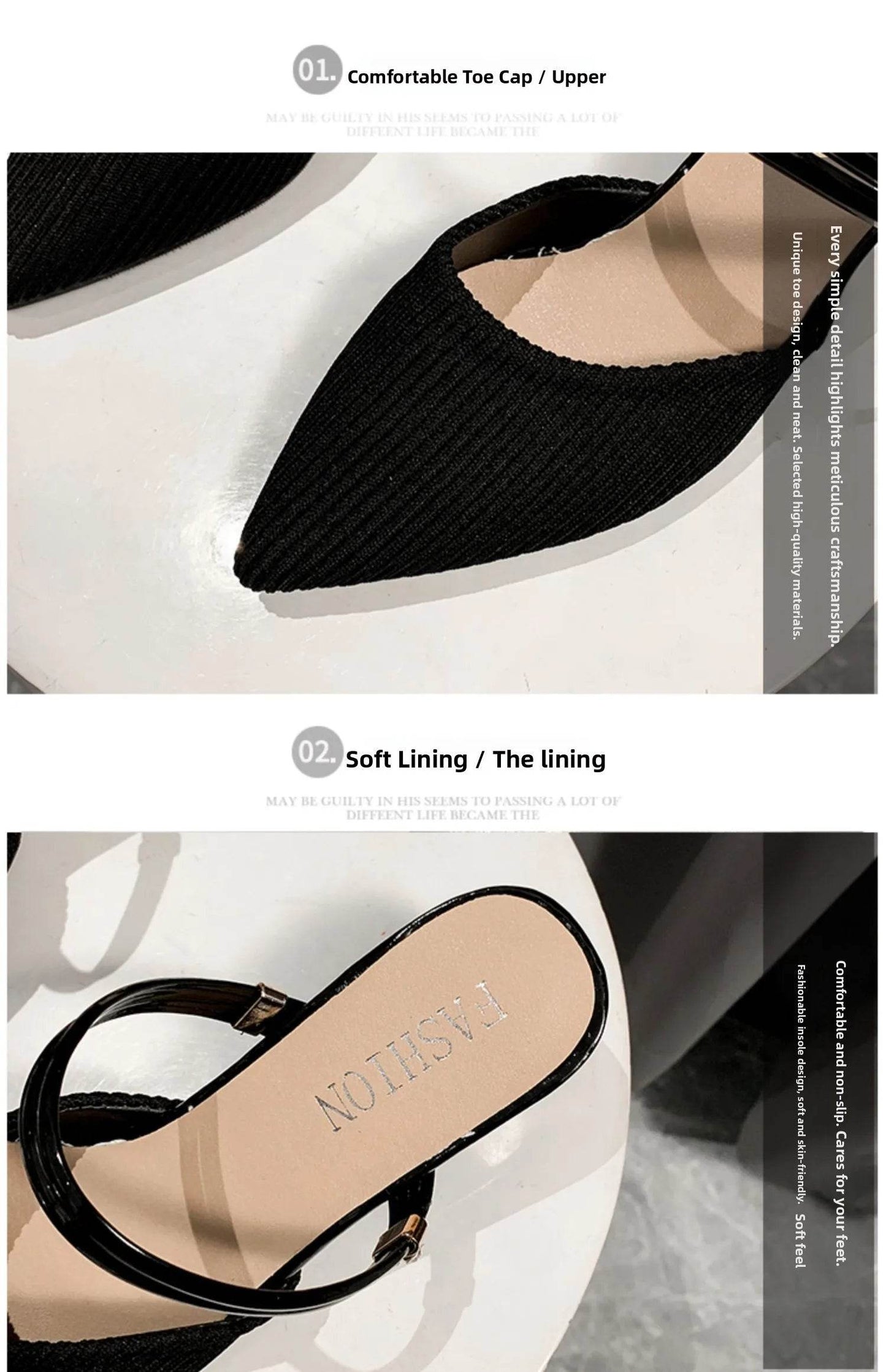 Korean Sle High Heel Sandals Women Summer Outdoor Wear Pointed Toe Double Wear Mules Cover Head f Slip Small Fraance Wind - AIAZ