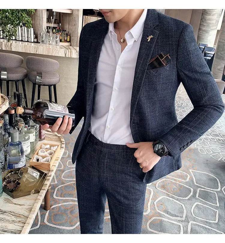 2025 Suit (Blazer+ Pants) Men's Fashion Hosts British Style Work Business Wedding Casual Art Style Elegant Gentleman Suit M-5XL - AIAZ