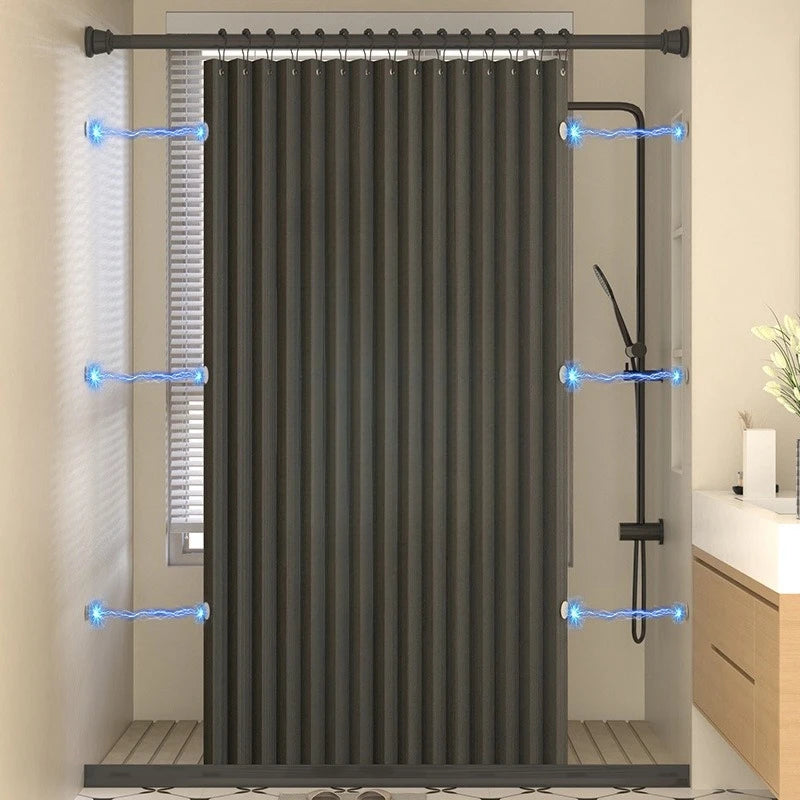 Foldable Shower Curtain with Hooks Bathroom Partition Waterproof Non-woven Fabric Dry And Wet Separation Shower Curtain