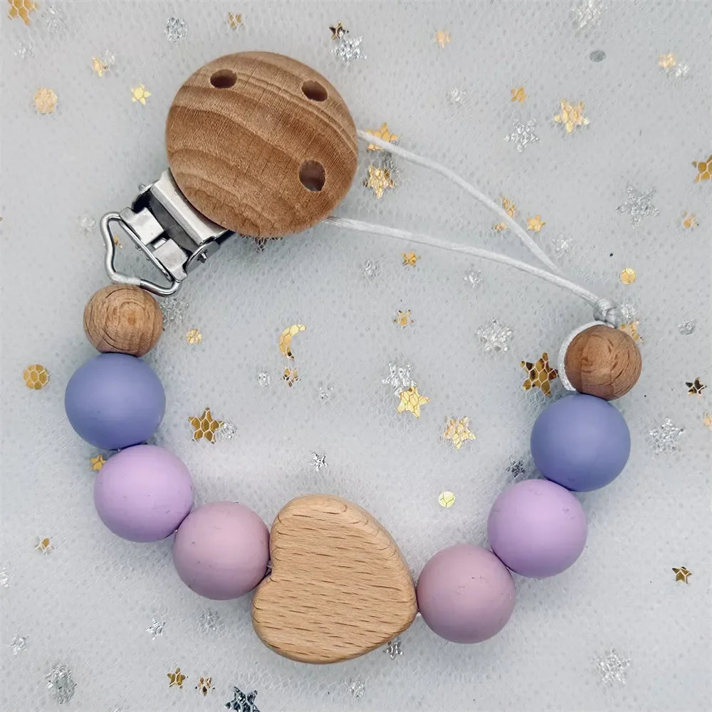 Custom Personalized Name Baby Pacifier Clip Bear Pacifier Chain Holder for Baby Teething Soother Chew Toy Food Grade Dummy Clips