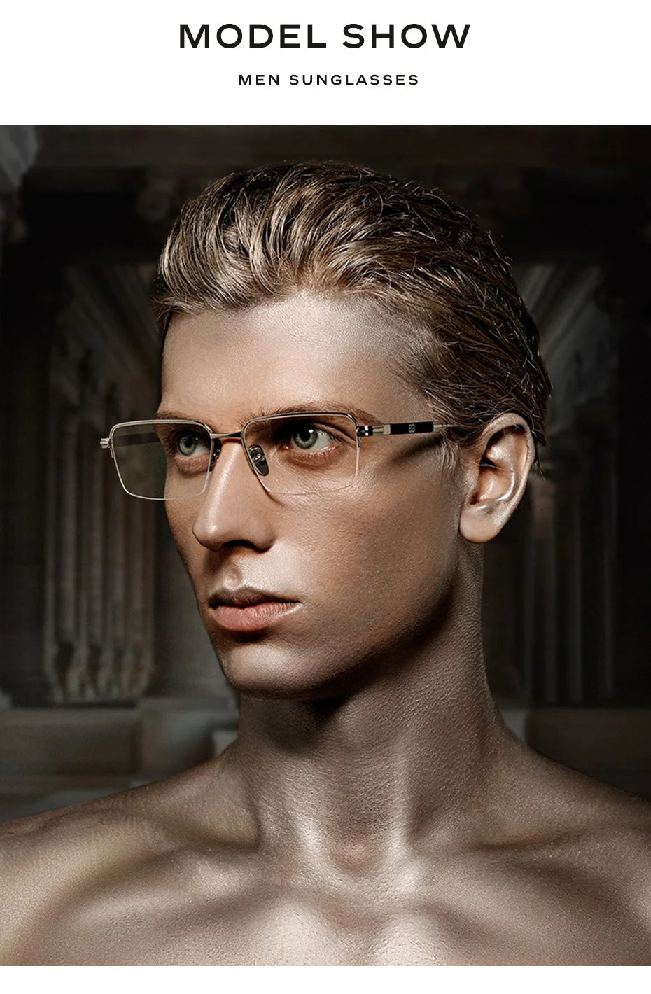 CAPONI Vintage Men's Glasses Frame Pure Titanium Acetate Anti Blue Light Luxury Eye Glasses Brand Designer Spectacles JF7566