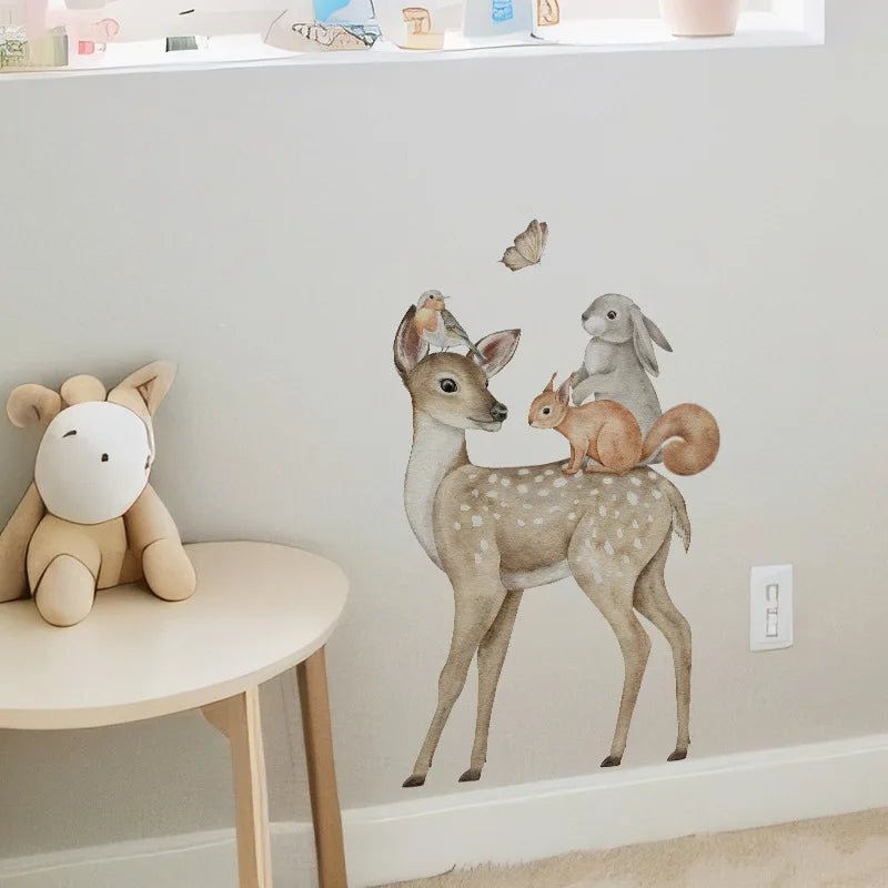 Animal Vinyl Tile Child Wall Sticker For Baby Kids Room Decoration Adhesive Wallpaper Bedroom Accessories Wall Decor Home Decor
