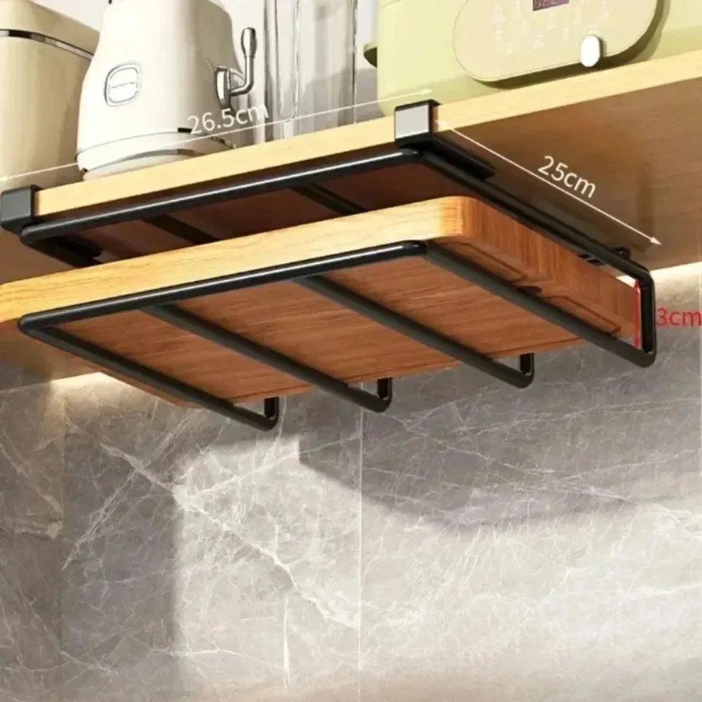 Cabinet Metal Storage Rack Kitchen Cutting Board Rack Non Perforated Tableware Storage Rack Kitchen Wall Mounted Pot Cover Rack