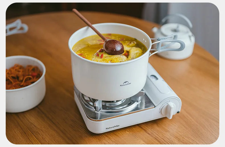 Naturehike Camping Cookware Ceramic Non-Stick Set Lightweight Portable Tableware Kettle Frying Pan Pot Cookset Kitchen Utensils