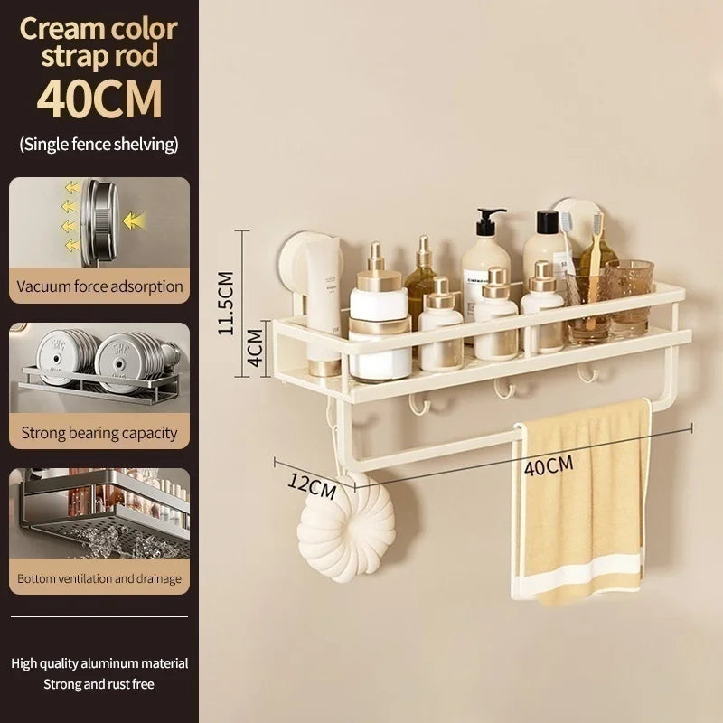 No Need To Drill Suction Cup Bathroom Storage Rack, Wall-mounted Oganizing Rack Cosmetic Storage Rack, Kitchen Storage Rack