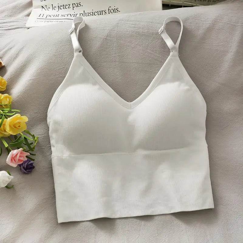 Womens Tops Sexy Tank Top Women Built In Bra Solid Color Camis for Women Crop Top Off Shoulder Sleeveless Camisole 2022 New - AIAZ