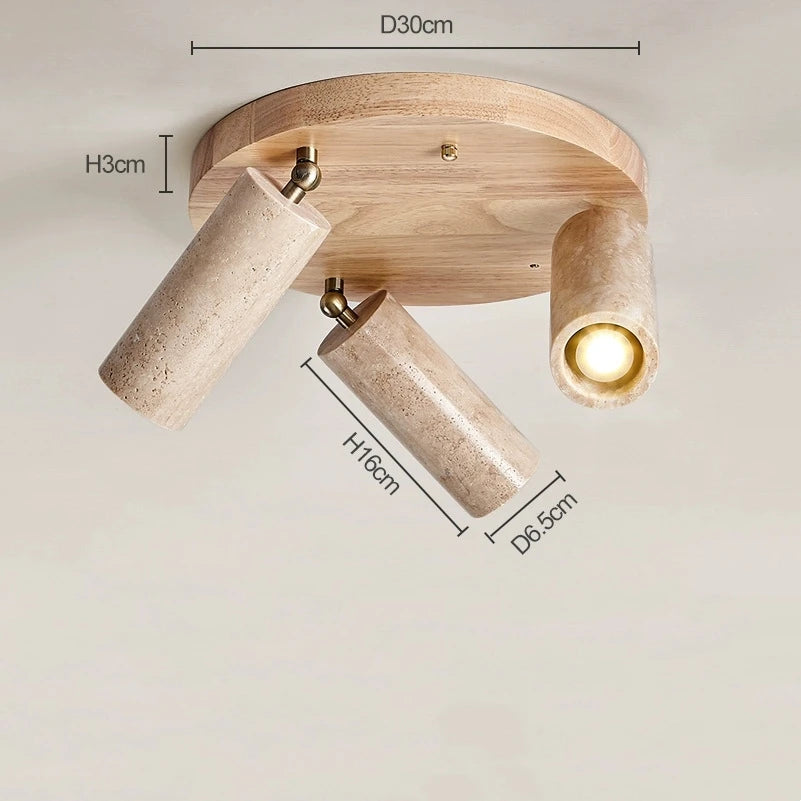 Stone Ceiling Lamp Spot light Angle Adjustable Rectangle Wood Base