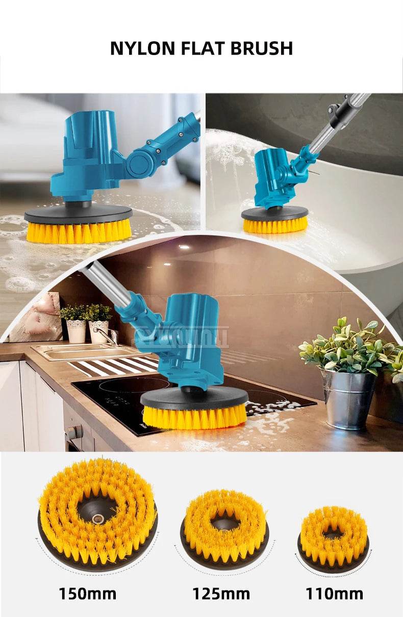 Bathroom Yard Cleaning Polishing Brush Retractable Electric Sweeping Brush Home Garden - AIAZ