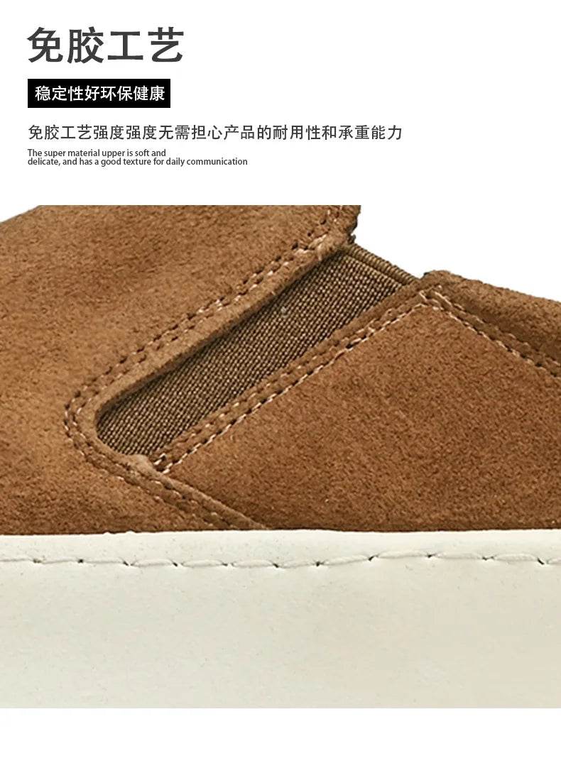 Men's shoes summer 2024 new low-top all-match nubuck leather sneakers lightweight slip-on slip-on shoes fashionable casual shoes - AIAZ