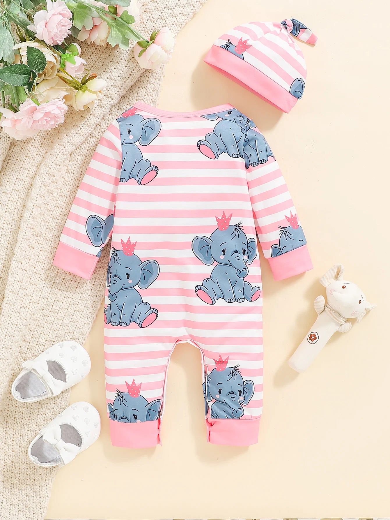 Winter Newborn Infant Baby Boys Romper Bear Print Long Sleeve Button Up Front Rompers Kids Onepiece Soft Fashion Baby  Clothing
