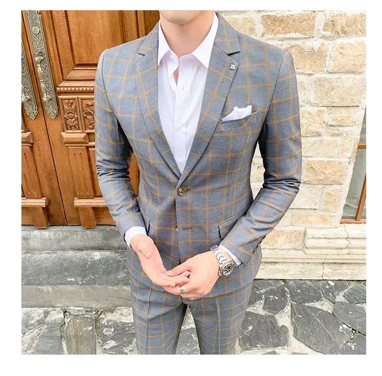 2025 Suit (Blazer+ Pants) Men's Fashion Hosts British Style Work Business Wedding Casual Art Style Elegant Gentleman Suit M-5XL - AIAZ
