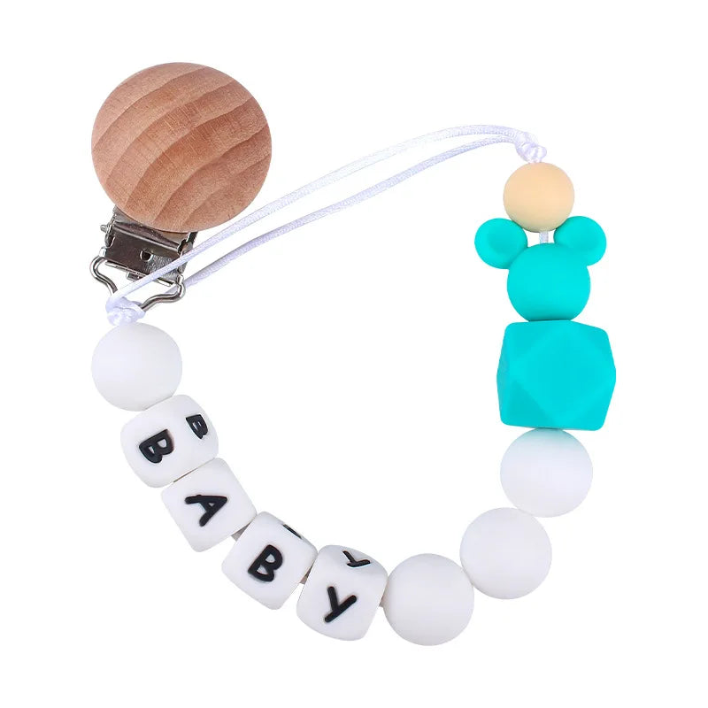 Baby Pacifier Clip Personalize Name Custom Newborn Dummy Nipple Holder Chain Babies Accessories Pendant Teething Toys Chew Gifts