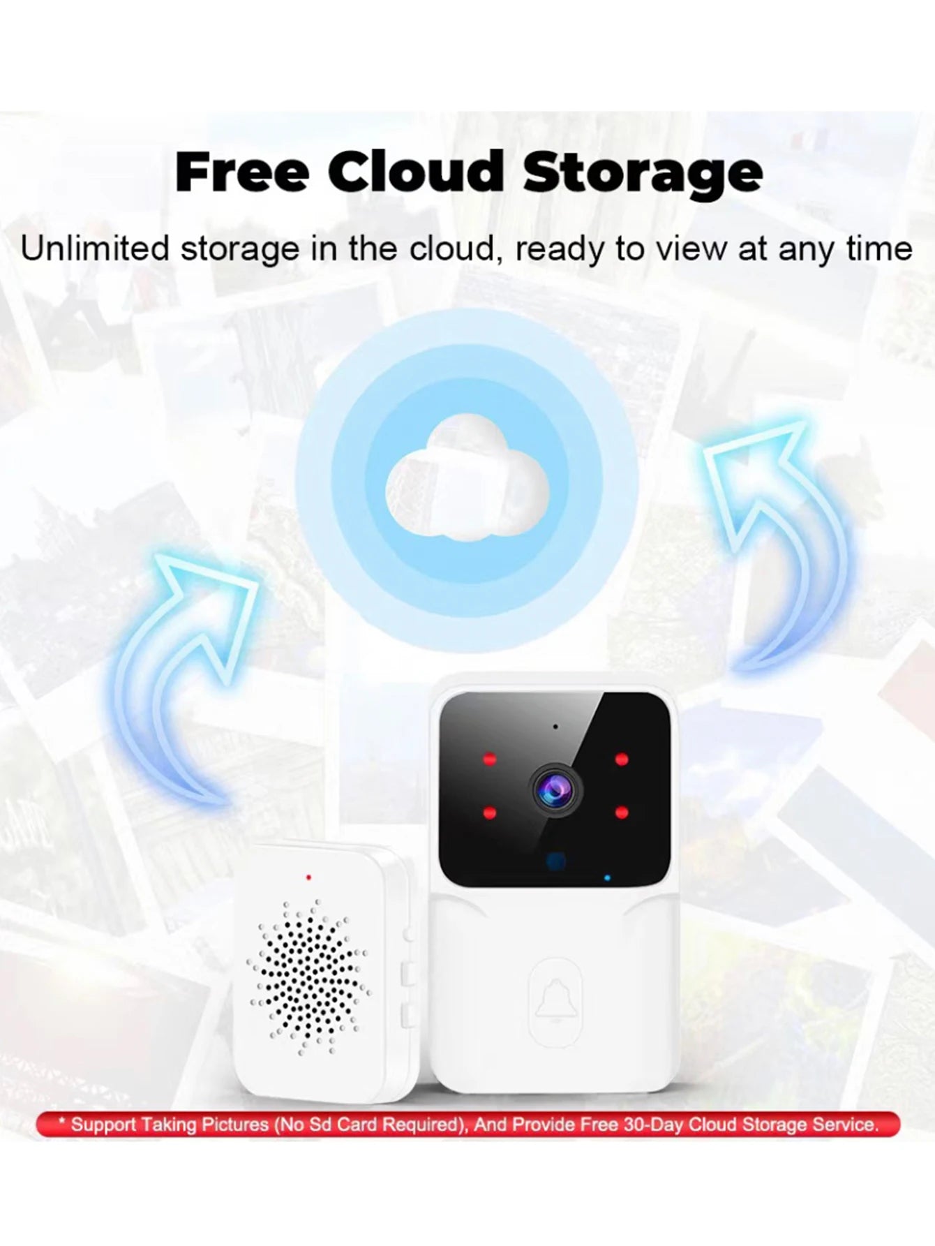 Doorbell video low power WIFI link, rechargeable model doorbell night vision HD intelligent security 1 drag 1 home intercom