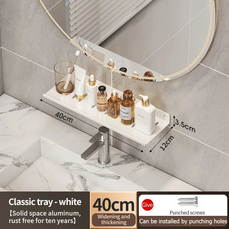 Faucet storage tray, bathroom storage rack, mirror front toilet, washbasin, washbasin, non perforated bathroom rack