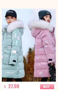 -30 degree Winter Ski Suit Plus Velvet Baby Jumpsuit Boy Overalls Warm Kids toddler girl Clothes Children Clothing coat overcoat