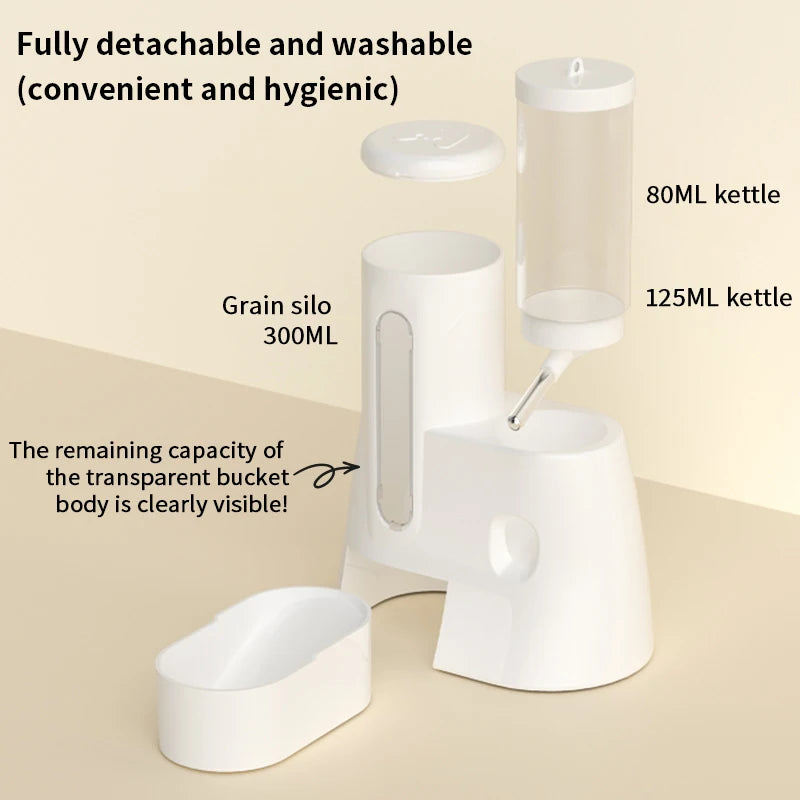 Hamster Water Feeder Small Animal Automatic Dispenser Drinking Water Bottle Bowls Dish with Food Container for Guinea Pig Rat