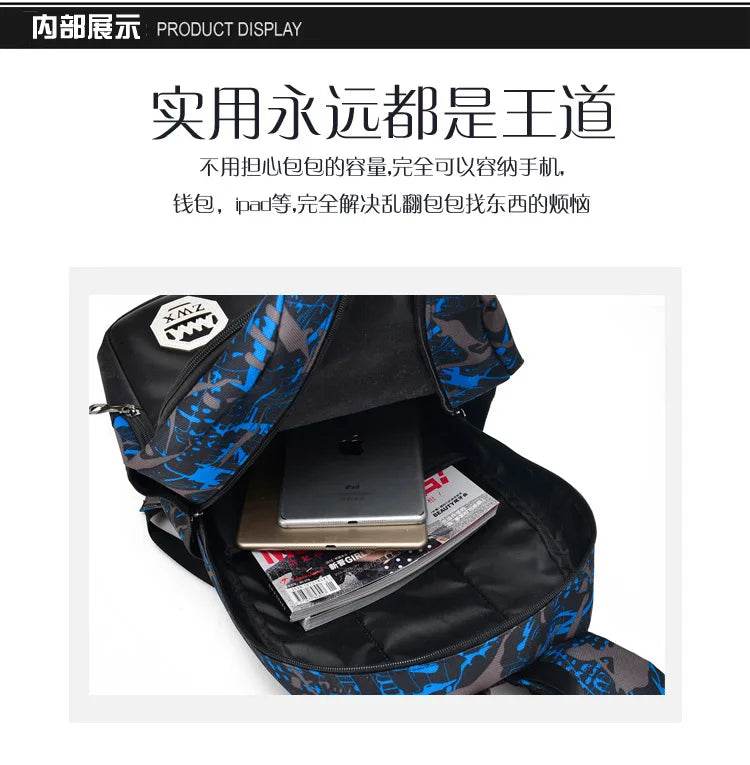 Waterproof travel laptop backpack children School Bags teenager Boys girls camouflage school Backpack set high School backpack - AIAZ