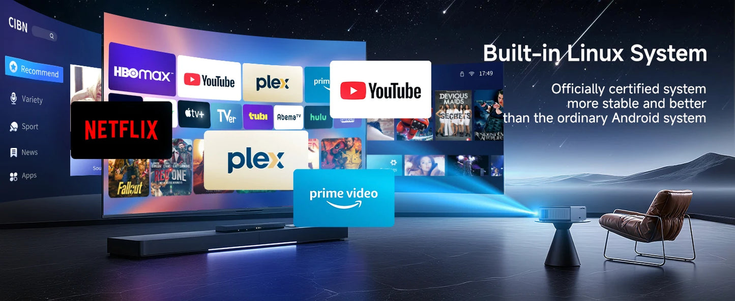 Laresar A1 Projector 4K 1200ANSI Netflix Officially Native 1080P Android TV Auto Focus/Keystone WiFi6 BT5.2 Dolby Home Cinema