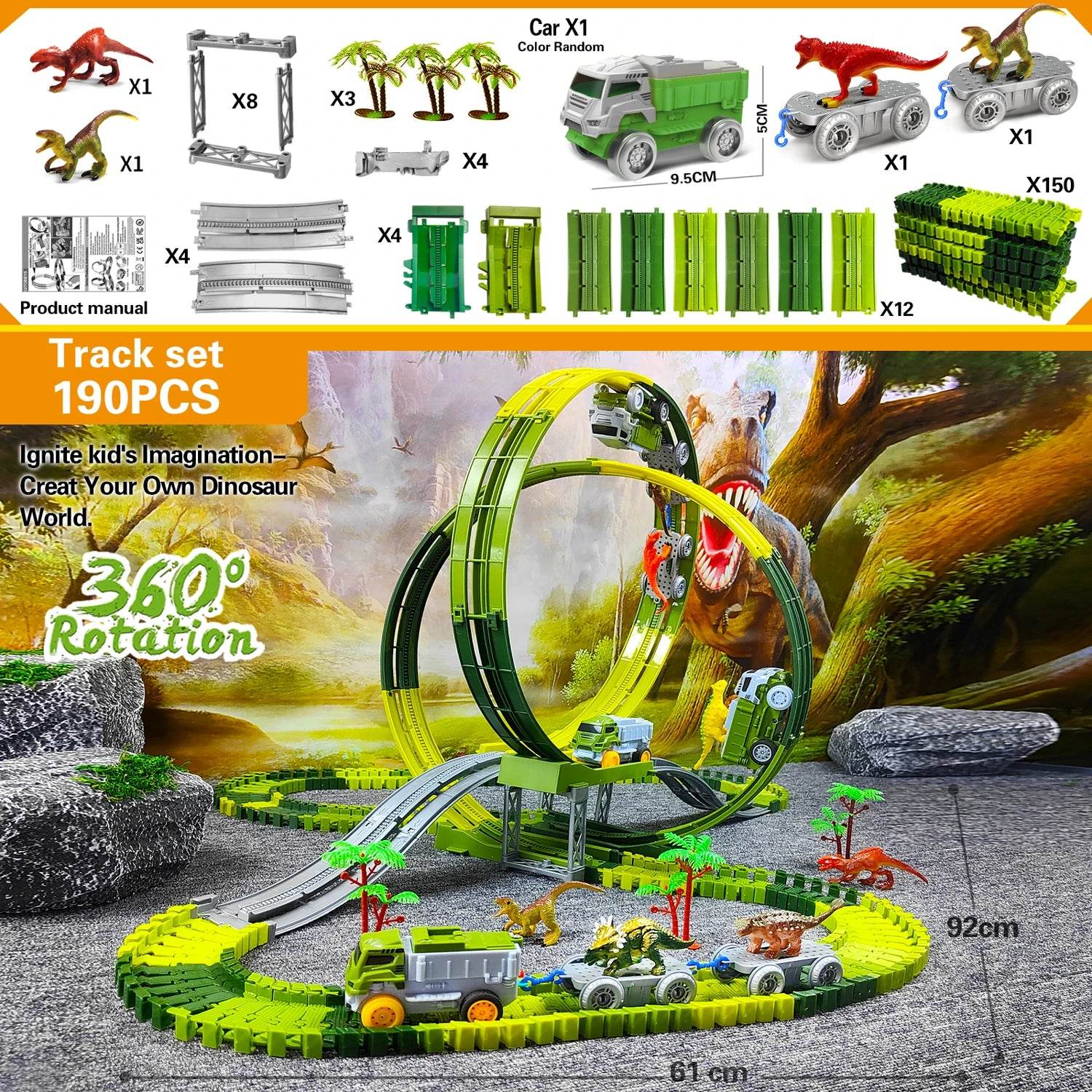 Children Electric Track Toy Car Engineering Minin Car Set Kids Puzzle Boy Toys Track Car Anti-gravity Track Train Gift for Kid - AIAZ