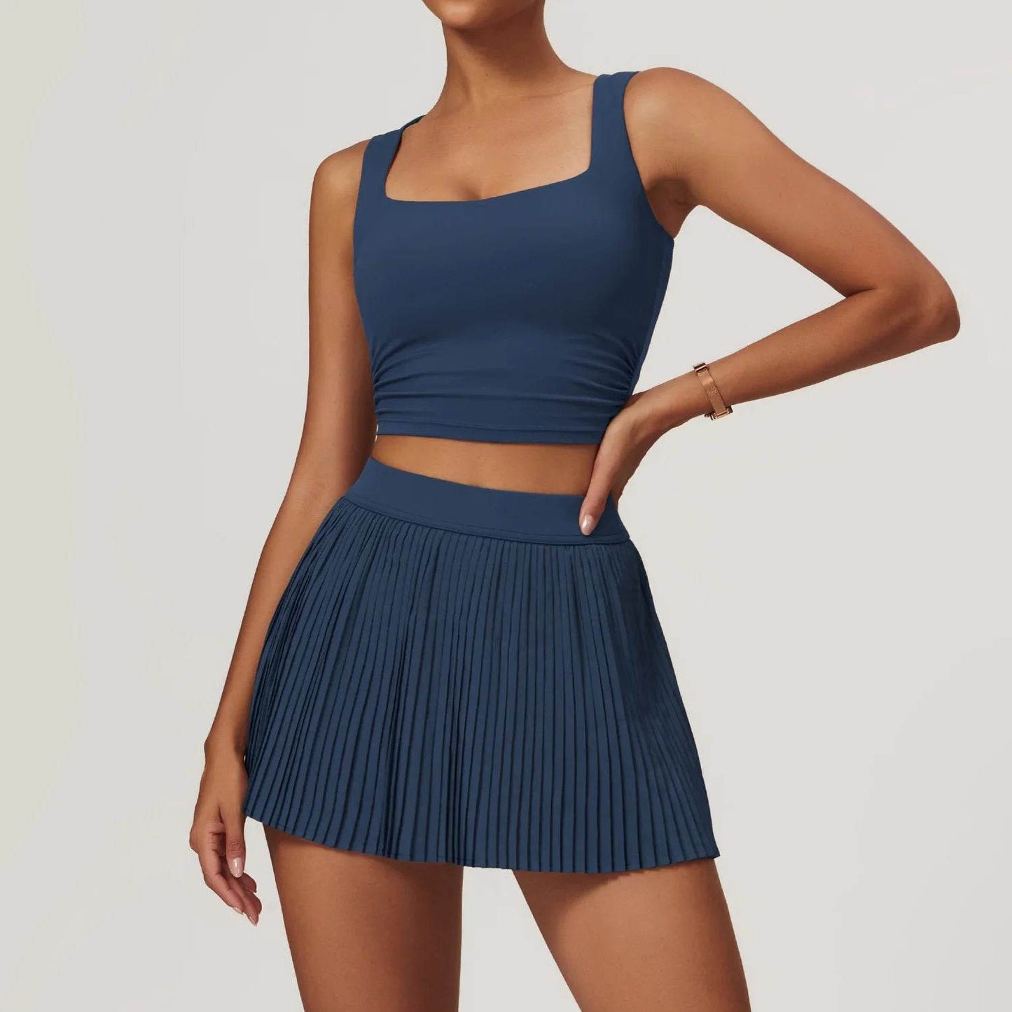Yoga Sets Workout Sets for Women 2 Pieces Gym Suits Long Sleeved Outfits Zipper Fitness Jacket Running Short Skirt Sportswear - AIAZ