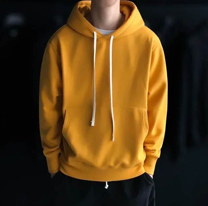Male Clothes Hooded Solid Sweatshirt For Men No Logo Hoodies Yellow Designer Sweat Shirt Simple Elegant Hot Low Price New In S - AIAZ