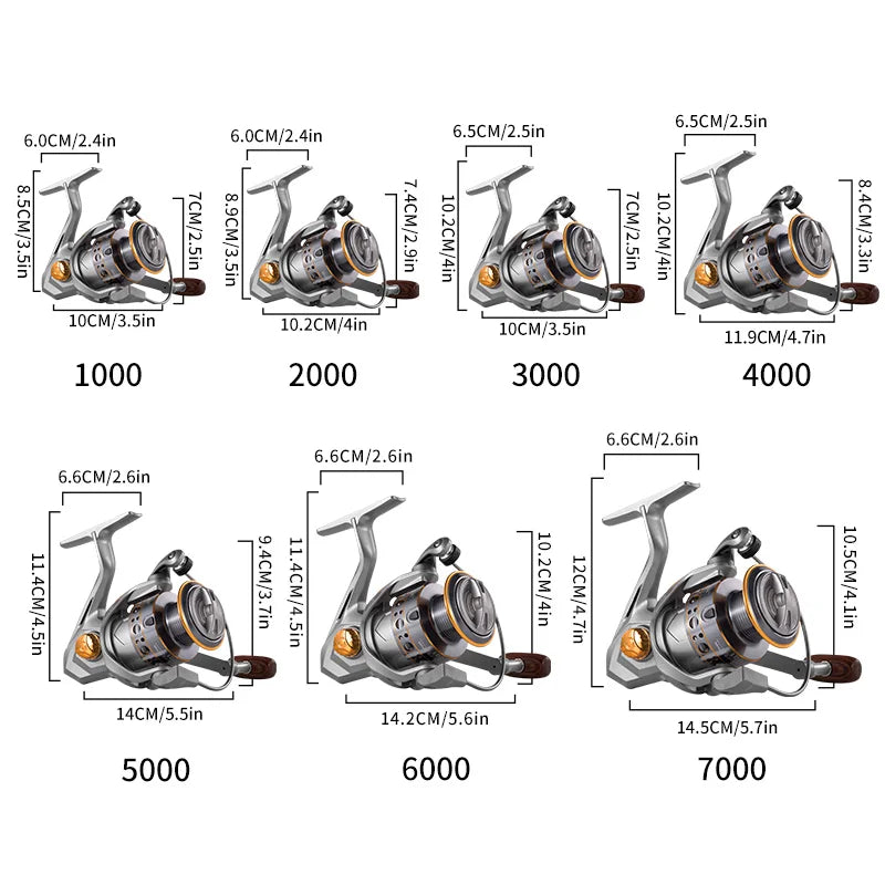 Rooblinos LD Spinning Fishing Reels For Saltwater Freshwater Metal Spool Left/Right Interchangeable Trout Carp Fishing Tackle