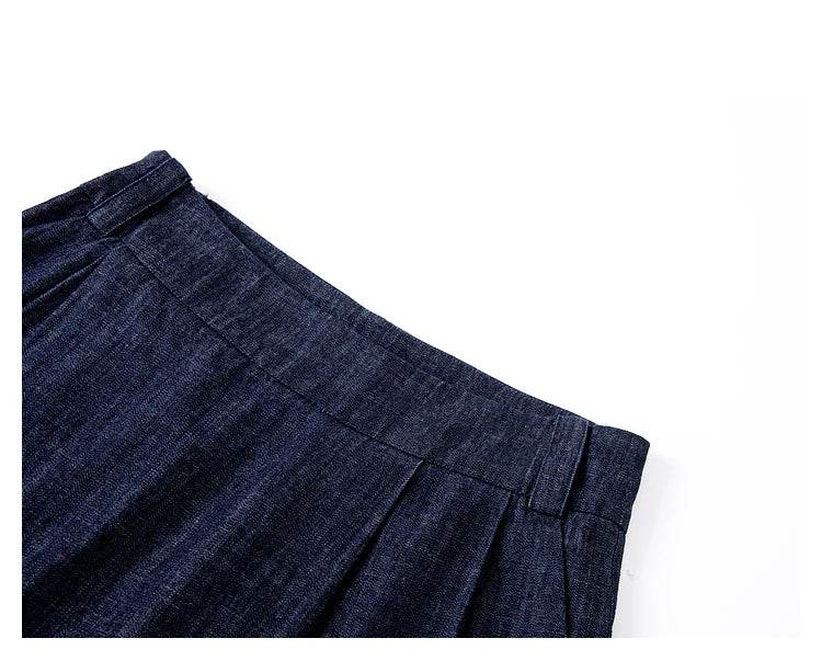 VIMLY Women's Washed Jeans Baggy Skirt Pants Ladies 2025 Spring Summer Casual High Waist Vintage Denim Pants Woman Clothes M9809 - AIAZ