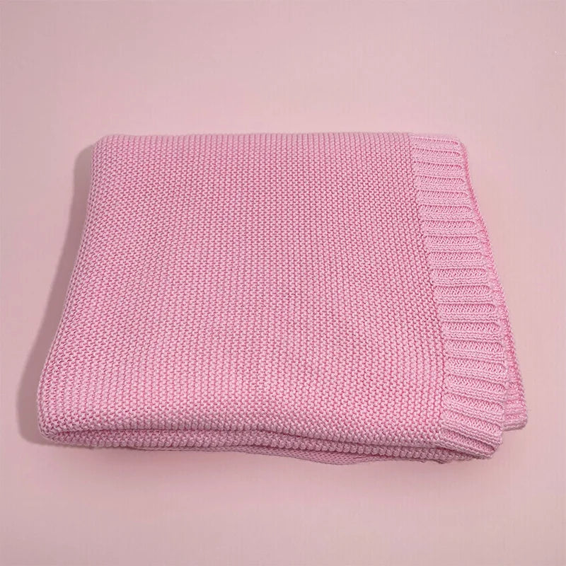 Embroidered Name Knitted Blanket  Stroller Cover Kids Cotton Nap Blanket for Newborn Shower Gifts