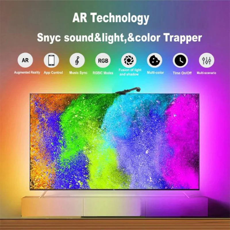 TV Backlight Music Sync Smart Strip Lights Color Pickup RGBIC LED Light 50-75 inch Screen App Remote for Game Home Ambient Light